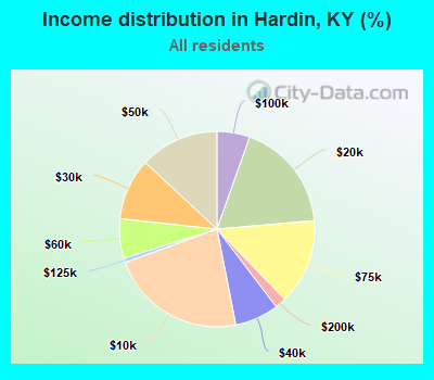 Income distribution in Hardin, KY (%)