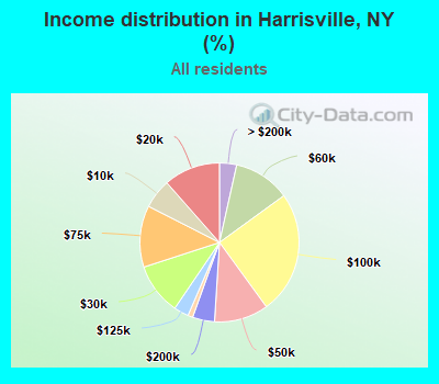 Income distribution in Harrisville, NY (%)