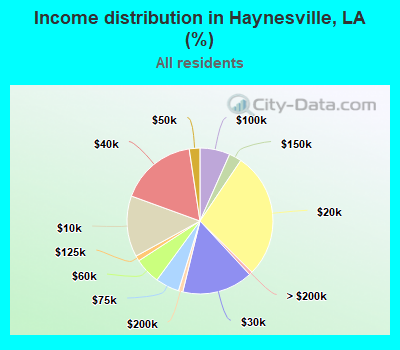 Income distribution in Haynesville, LA (%)