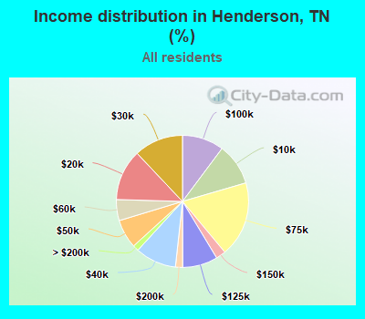 Income distribution in Henderson, TN (%)