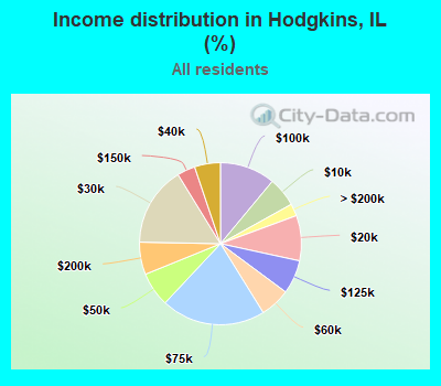 Income distribution in Hodgkins, IL (%)