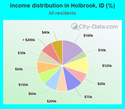 Income distribution in Holbrook, ID (%)