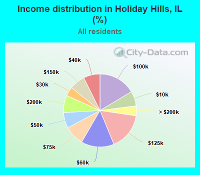 Income distribution in Holiday Hills, IL (%)