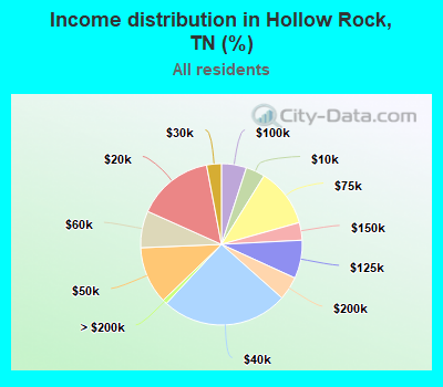 Income distribution in Hollow Rock, TN (%)
