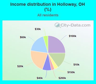 Income distribution in Holloway, OH (%)