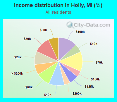 Income distribution in Holly, MI (%)