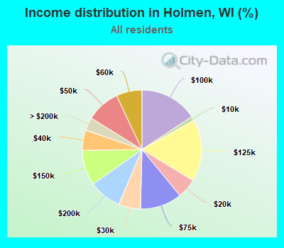 Income distribution in Holmen, WI (%)