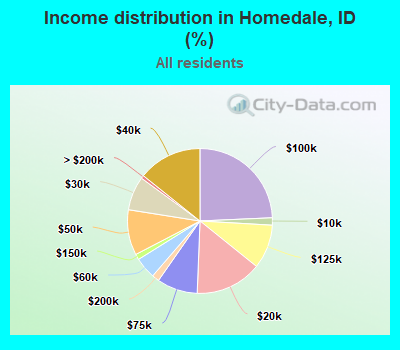 Income distribution in Homedale, ID (%)