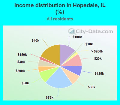 Income distribution in Hopedale, IL (%)