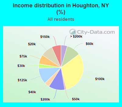 Income distribution in Houghton, NY (%)