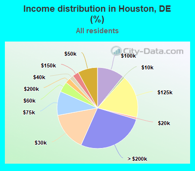 Income distribution in Houston, DE (%)