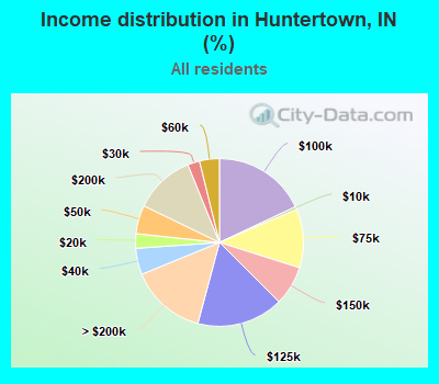 Income distribution in Huntertown, IN (%)