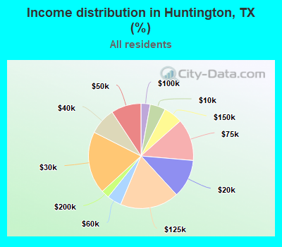 Income distribution in Huntington, TX (%)