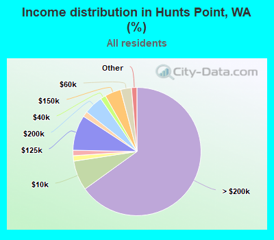 Income distribution in Hunts Point, WA (%)