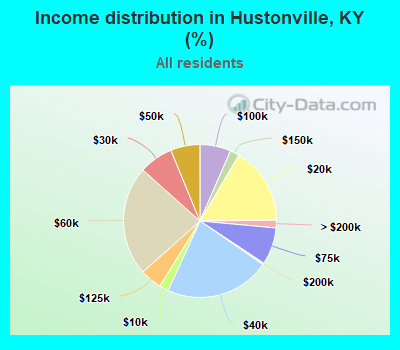 Income distribution in Hustonville, KY (%)