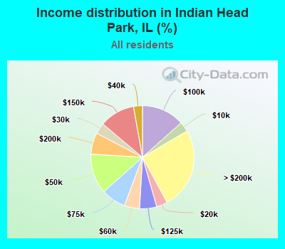 Income distribution in Indian Head Park, IL (%)