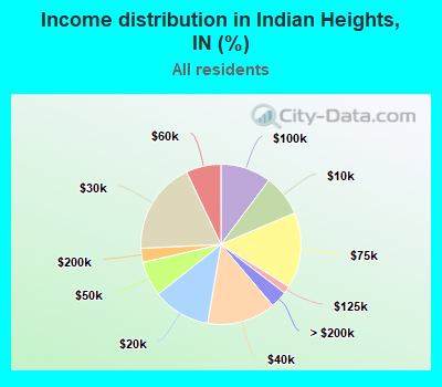 Income distribution in Indian Heights, IN (%)