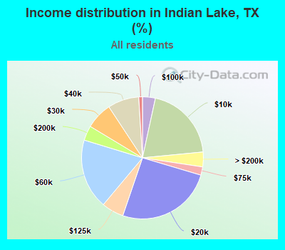 Income distribution in Indian Lake, TX (%)