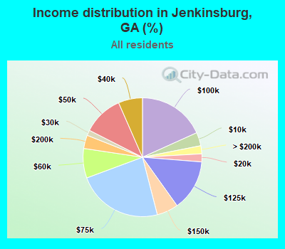 Income distribution in Jenkinsburg, GA (%)