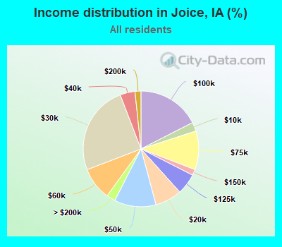 Income distribution in Joice, IA (%)