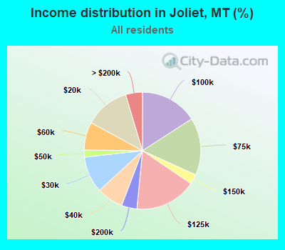 Income distribution in Joliet, MT (%)