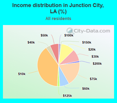 Income distribution in Junction City, LA (%)