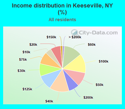 Income distribution in Keeseville, NY (%)