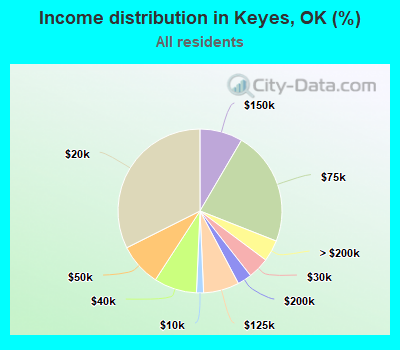 Income distribution in Keyes, OK (%)