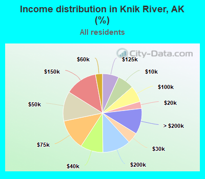 Income distribution in Knik River, AK (%)