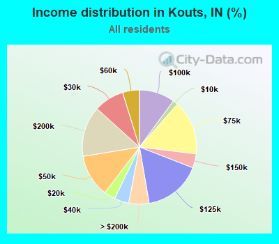 Income distribution in Kouts, IN (%)