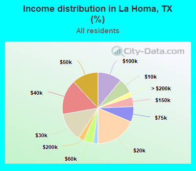 Income distribution in La Homa, TX (%)