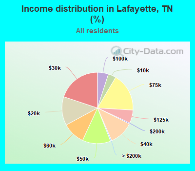 Income distribution in Lafayette, TN (%)