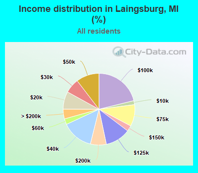 Income distribution in Laingsburg, MI (%)