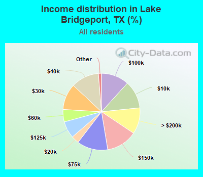 Income distribution in Lake Bridgeport, TX (%)