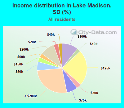 Income distribution in Lake Madison, SD (%)