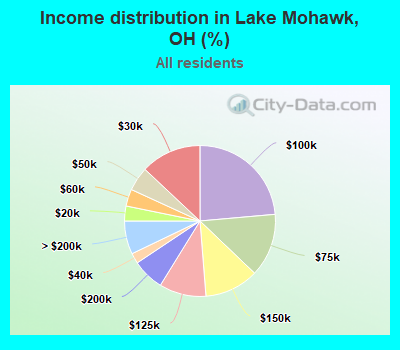 Income distribution in Lake Mohawk, OH (%)