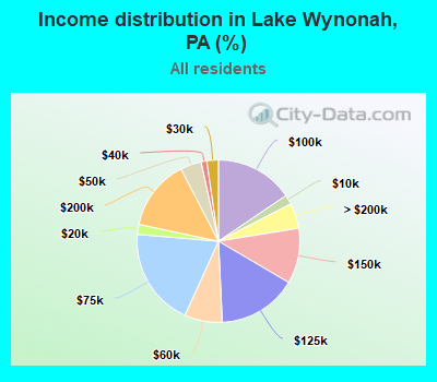 Income distribution in Lake Wynonah, PA (%)