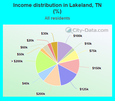 Income distribution in Lakeland, TN (%)