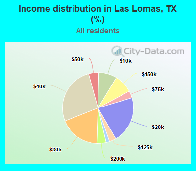 Income distribution in Las Lomas, TX (%)