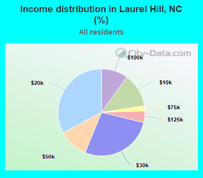 Income distribution in Laurel Hill, NC (%)