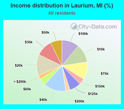 Income distribution in Laurium, MI (%)