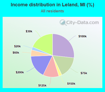 Income distribution in Leland, MI (%)