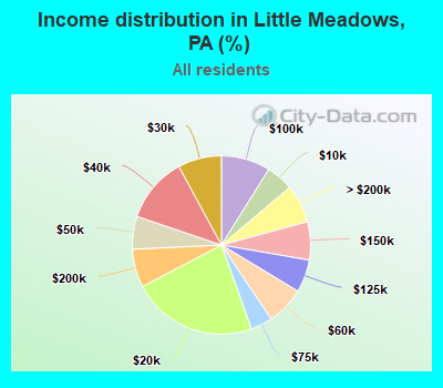 Income distribution in Little Meadows, PA (%)