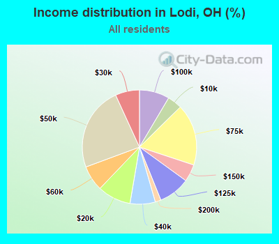 Income distribution in Lodi, OH (%)