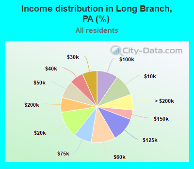 Income distribution in Long Branch, PA (%)