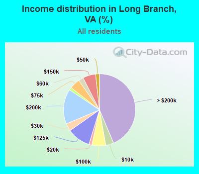 Income distribution in Long Branch, VA (%)