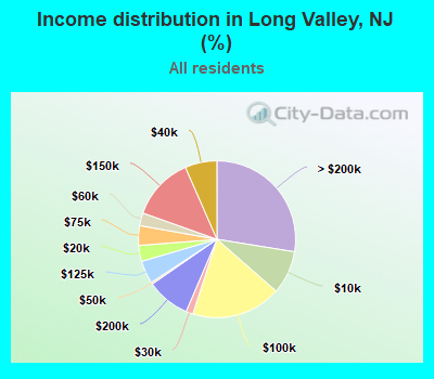 Income distribution in Long Valley, NJ (%)