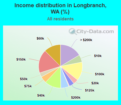 Income distribution in Longbranch, WA (%)