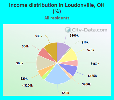 Income distribution in Loudonville, OH (%)