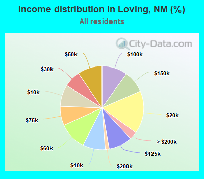 Income distribution in Loving, NM (%)